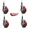 Service Caster 5'' Red Poly Swivel 3/4'' Expanding Stem Caster Set with Brake, 4PK SCC-EX20S514-PPUB-RED-TLB-34-4 - alternate 3